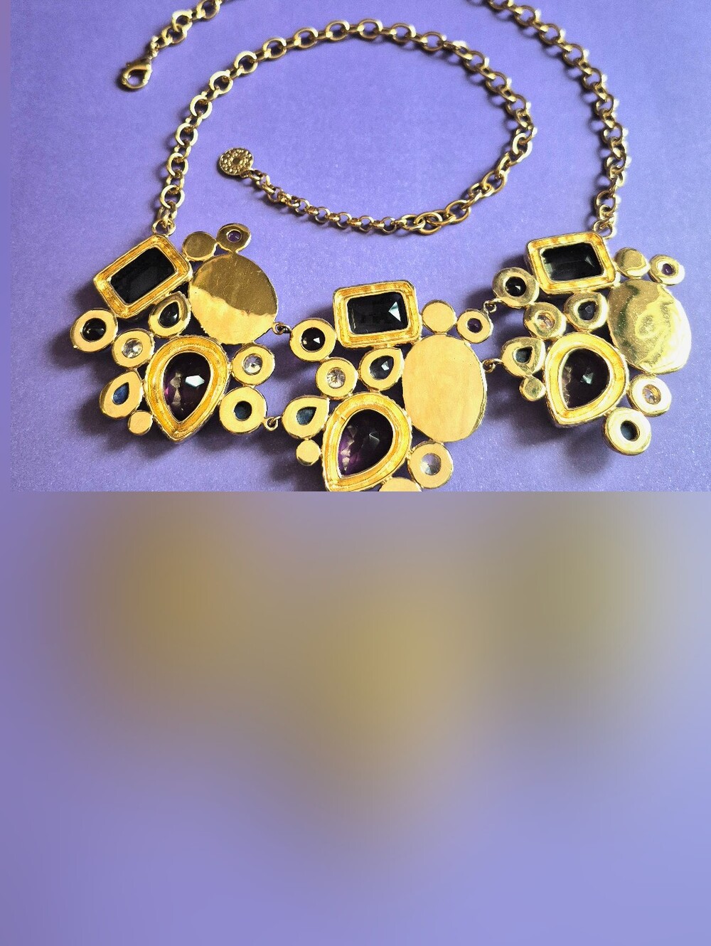 New Eye-catching * Exotic Multi-stone Statement Bib Necklace - Picture 3 of 3